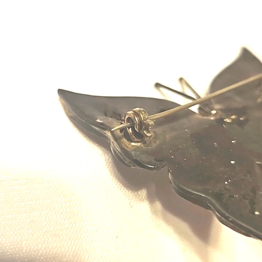 Vintage 1950's Abalone Inlay Butterfly Pin Sterling Silver Taxco Mexico